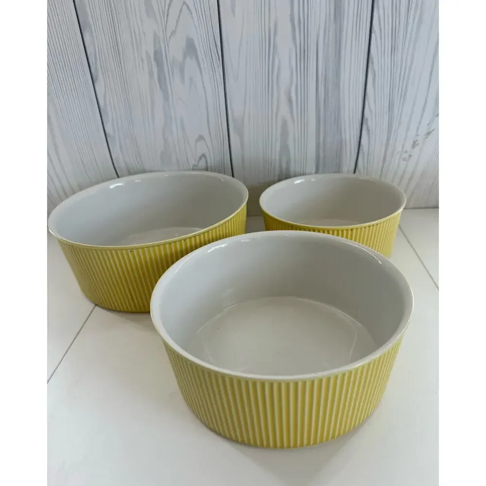 Vintage Villeroy & Boch Set of 3 MCM 50s/60s Nesting Casserole Bowls Yellow